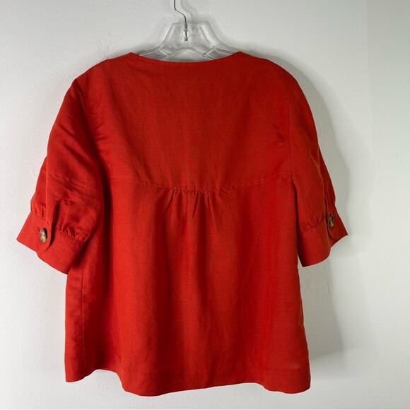 Vintage orange linen button peplum cottagecore boho blazer jacket medium - Picture 8 of 8